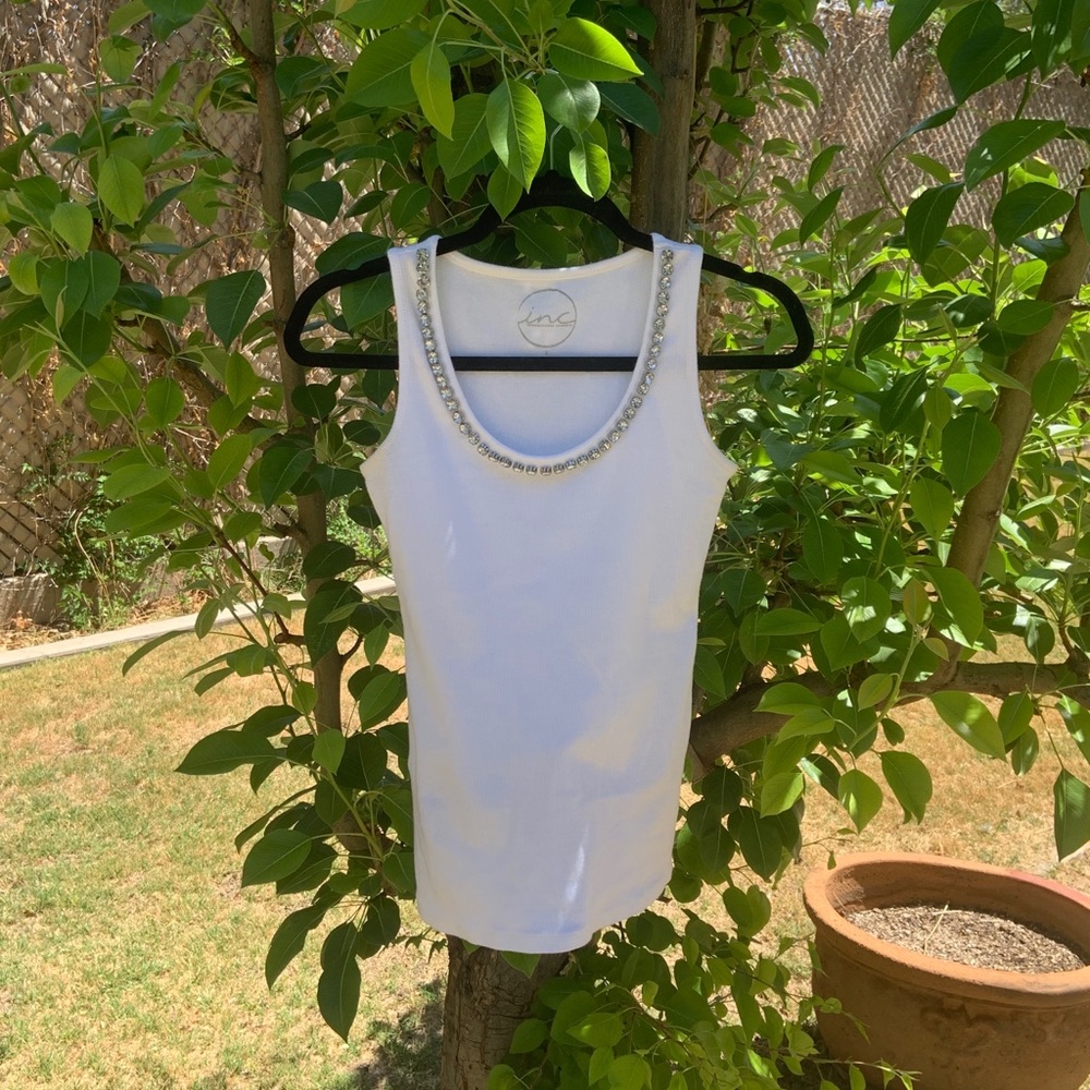 Jeweled white tank top